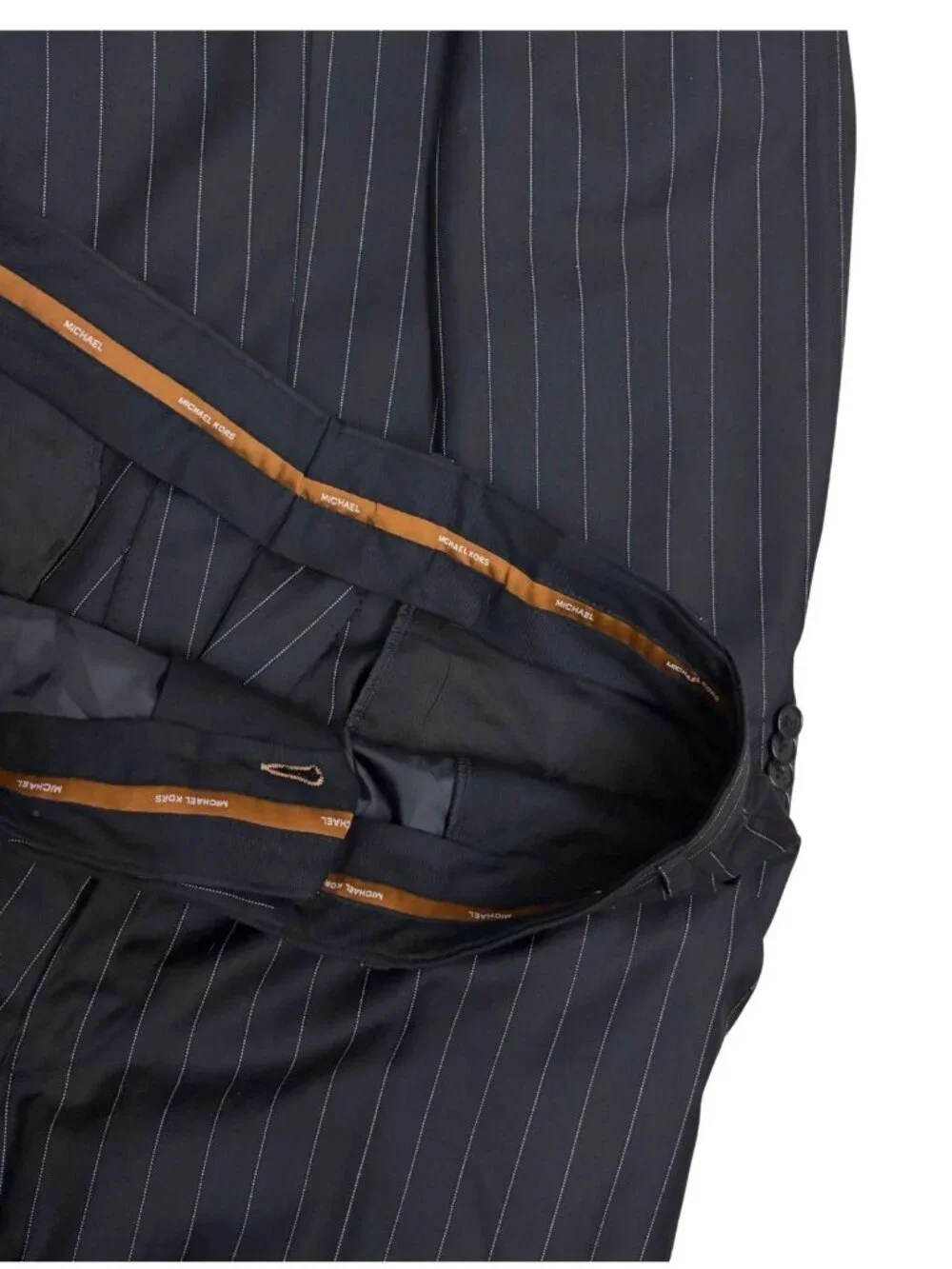 MICHAEL KORS VINTAGE Pinstripe SUIT WOOL Black Business Blazer & Pants Mens 42L